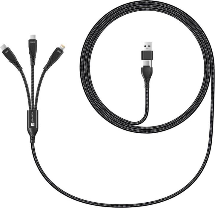 Produktbild Connect IT Charging Cable Wirez 6in1 - USB-C/USB - Lightning + 2x USB-C - 1.25m - black (1.25 m)