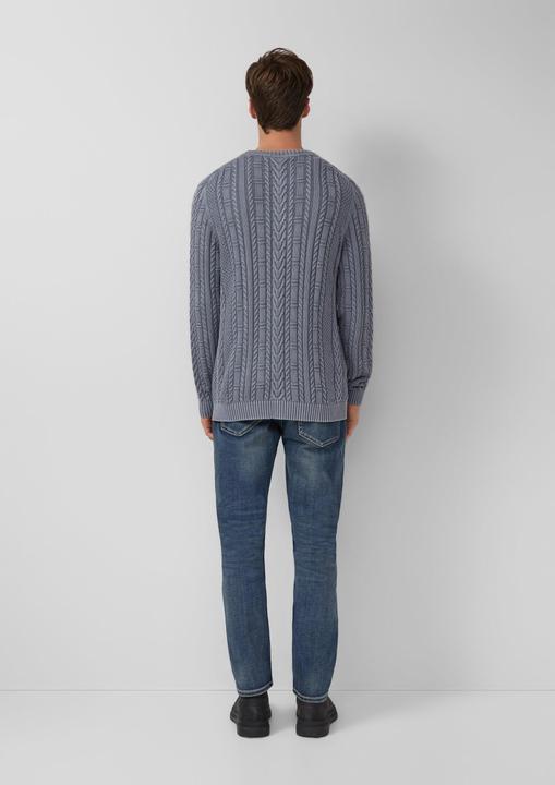 Produktbild s.Oliver Strickpullover Baumwollpullover mit Zopfmuster und Garment Dye (L)