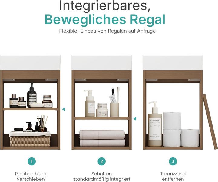 Produktbild Emke Badunterschrank mit Aufsatzwaschbecken, Sonoma Eiche, Soft Close Tür, Einlegeböden, hängend