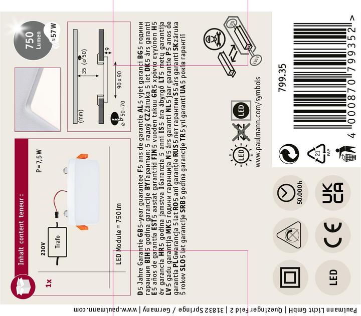 Productafbeelding Paulmann Armaturen Veluna VariFit Edge (750 lm)