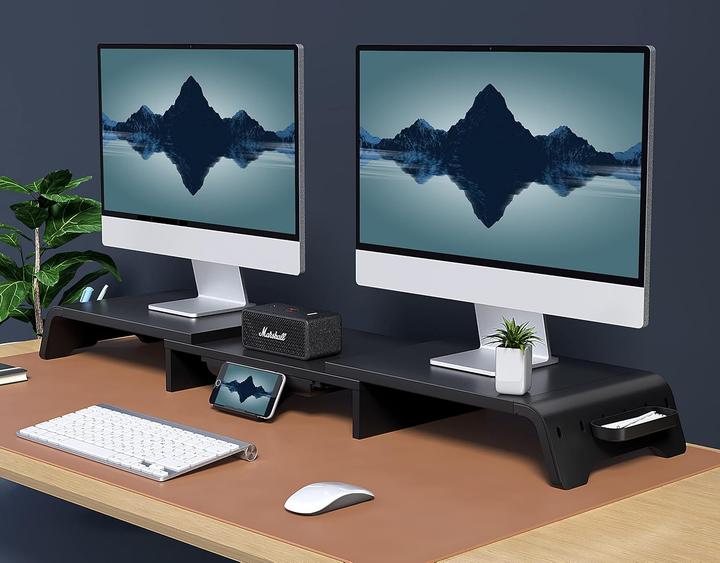Image du produit Fenge Dual Monitorständer mit Schublade und Handyhalter