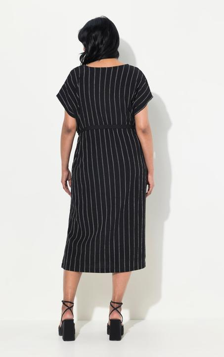 Produktbild Ulla Popken Jersey-Midikleid, Struktur, V-Ausschnitt, ärmellos (54)