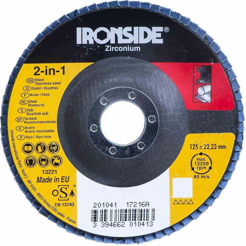 Ironside, Schleifmittel, Fächerschleifscheibe Ø125 K40