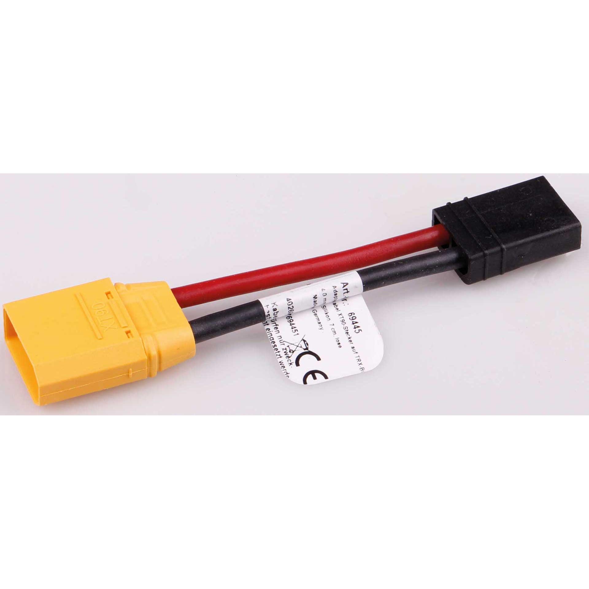Muldental adapterkabel xt-90-stecker auf trx buchse 4,0 mm², silikon, 7 cm