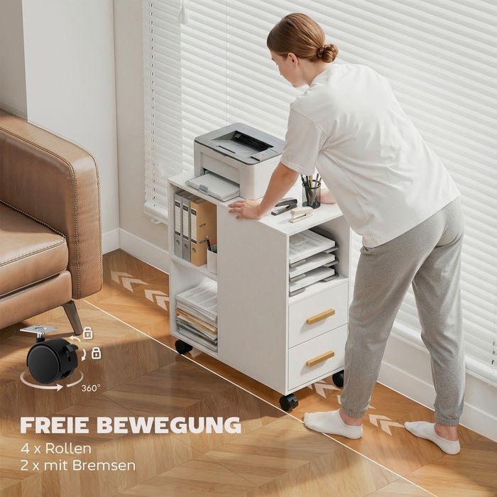 Actual product image Swisshandel24 Druckertisch, verstellbar, Rollen für Fax Scanner, 60x30x65cm, Weiss (60 x 30 x 65 cm)