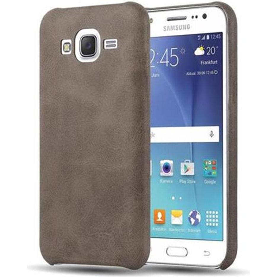 Cadorabo Hard Cover Kunstleder mit Struktur (Samsung Galaxy J5 (2015)), Smartphone Hülle, Braun