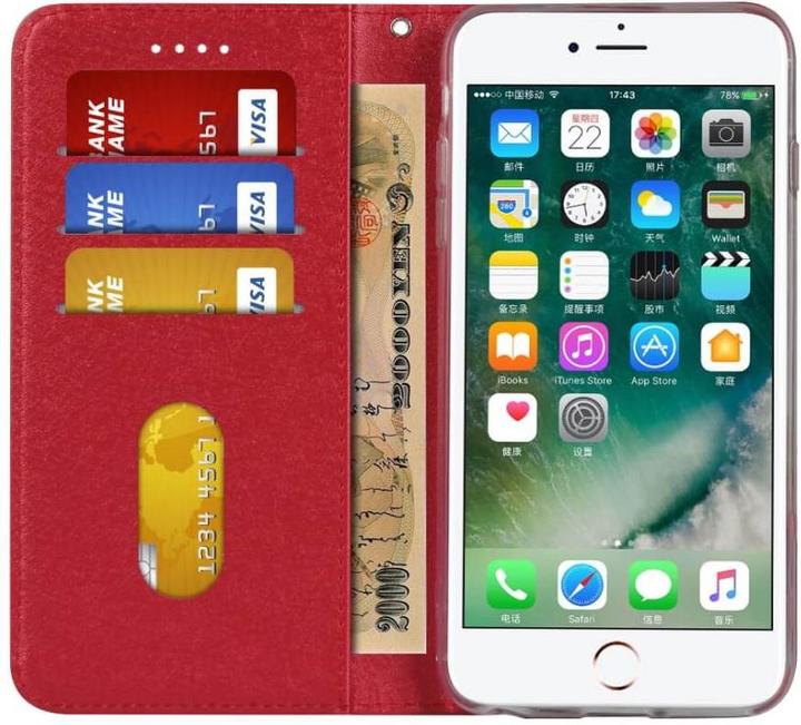 Actual product image Cover-Discount iPhone SE / 8 / 7 - Silk Texture Flip Case red (Apple iPhone 8, Apple iPhone 7)