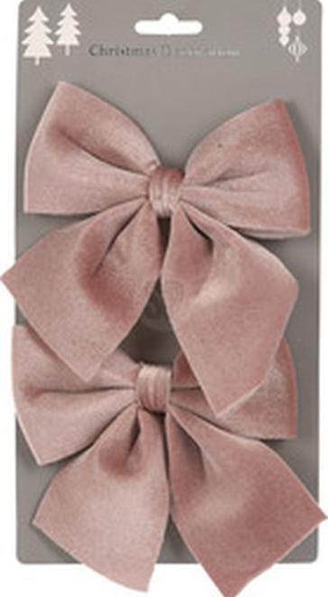 Actual product image H&S Decoration Bow - velvet - set of 2 - dusky pink