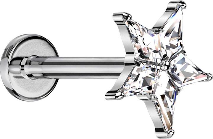Immagine prodotto Star Piercing Micro Labret filo interno argento stella argento cristalli argento (senza ottone, Titanio)