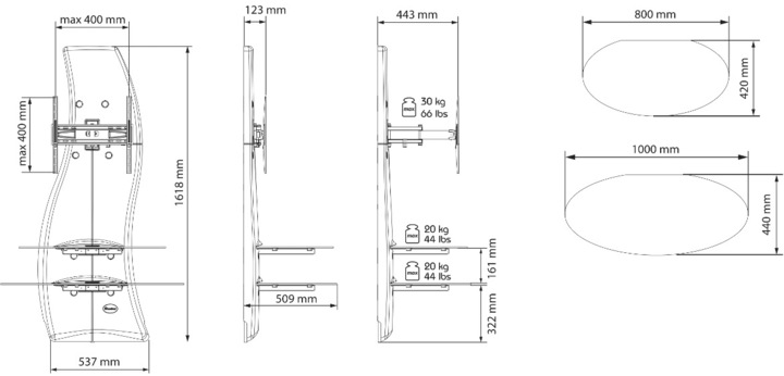 Actual product image Meliconi Ghost Design 2000 Rotation (63 inch) Carbon (Wall, 63", 30 kg)