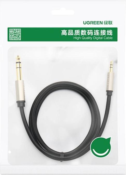 Actual product image Ugreen AV127 3.5 mm jack cable for TRS - 2m (grey) (2 m, 6.3mm jack cable, AUX cable)