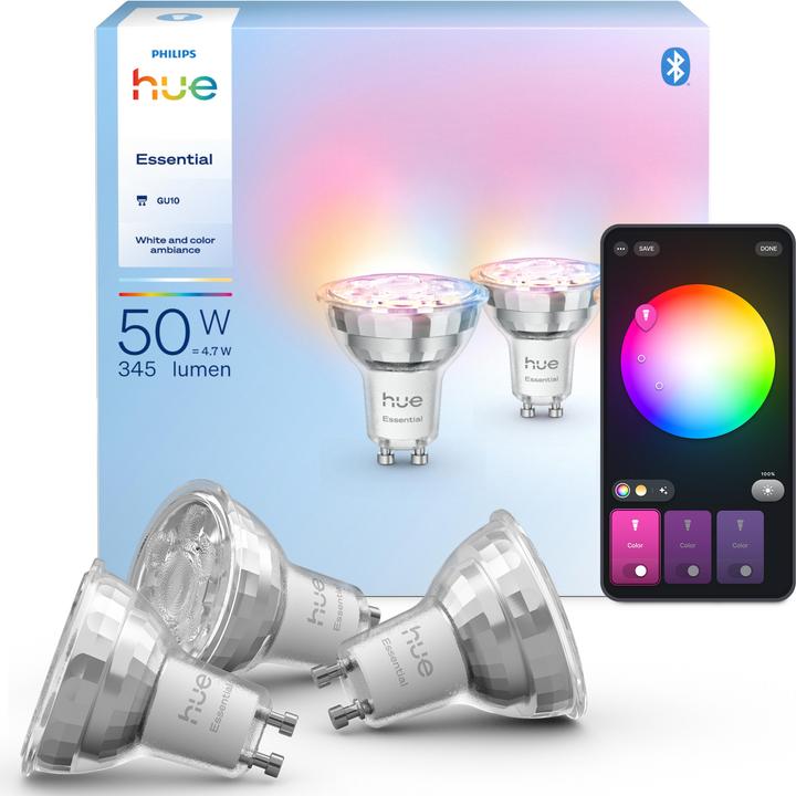 Actual product image Philips Hue Essential White & Color Ambiance (GU10, 4.70 W, 345 lm, 3 x, F)