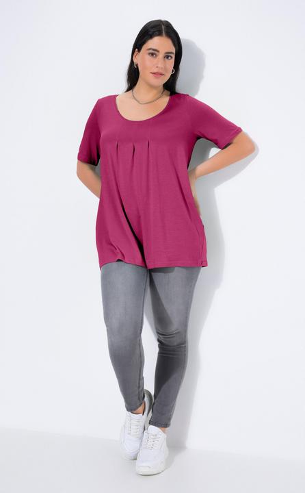 Produktbild Ulla Popken T-Shirt, Zierfalten, A-Linie, Rundhals, Halbarm, Modal (46, 48)