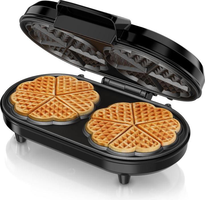 Actual product image Arendo Doppelwaffeleisen Waffeleisen Doppel Herzwaffeln, Antihaftbeschichtung, 1000 Watt, Temperaturregler