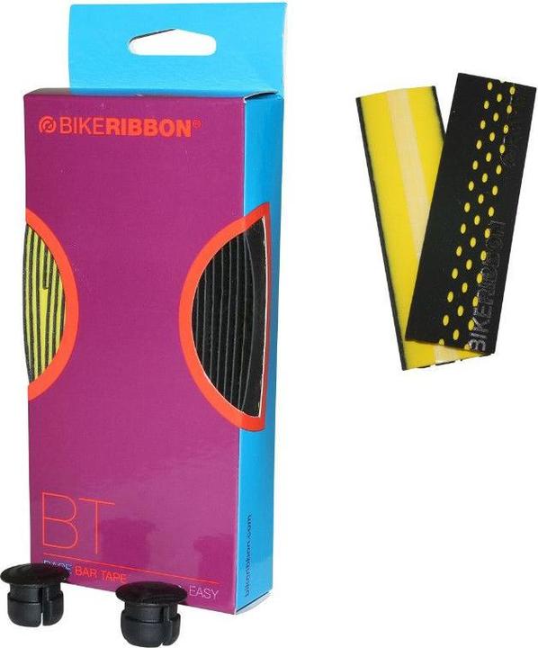 Actual product image Bike Ribbon Drops Double Layer Bar Tape, Black (Black/Yellow), One Size