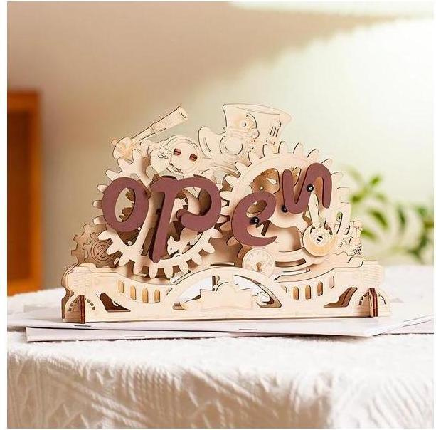 Actual product image Robotime Bausatz Open Closed Schild, Modell Art: Dekoration