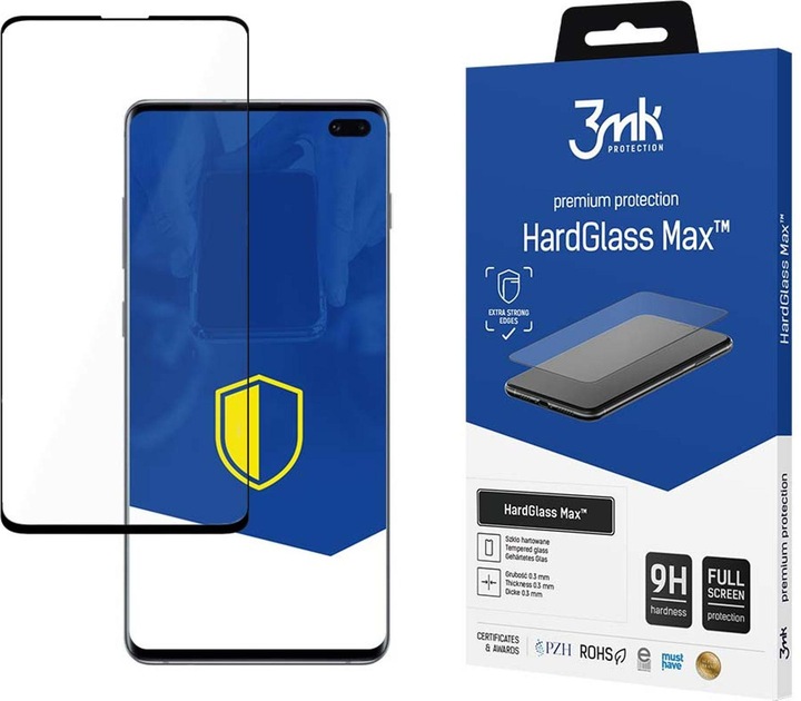 Produktbild 3MK HardGlass Max FingerPrint for Samsung Galaxy S10 Plus black frame EAN 5903108081382 (1 Stück, Samsung Galaxy S10+)