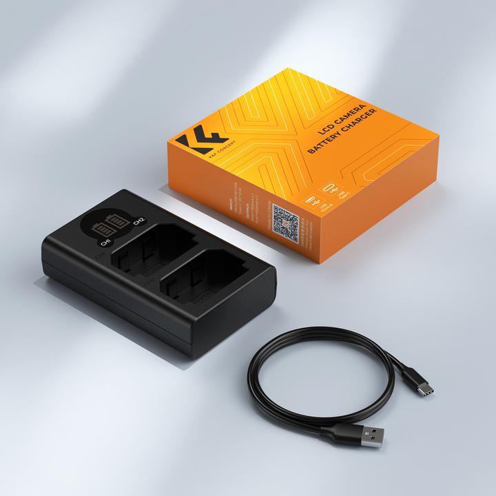 Produktbild K&F Concept FZ100 Digital Camera Dual Channel Type-C Charger with LCD Digital Display Screen (Kamera Akku Ladegerät)