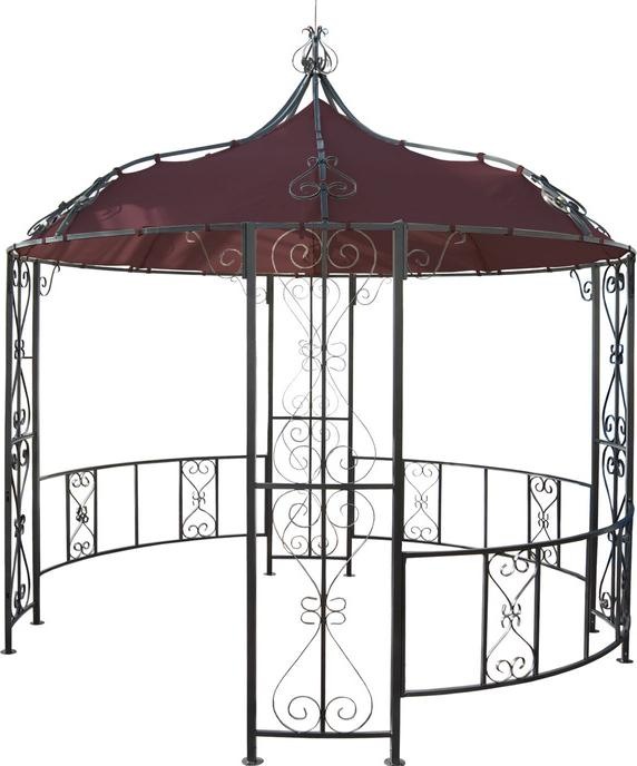 Swisshandel24 Pergola Almeria, round gazebo garden pavilion, sturdy steel frame Ø 3m - red-brown (300 cm, 300 cm)