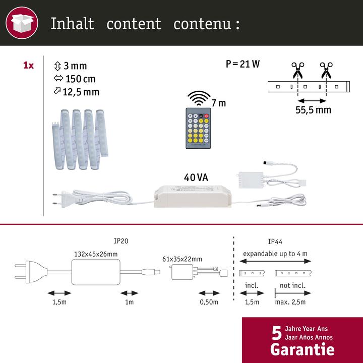 Produktbild Paulmann MaxLED 1000 Stripe Set (Weiss, 150 cm, Indoor)