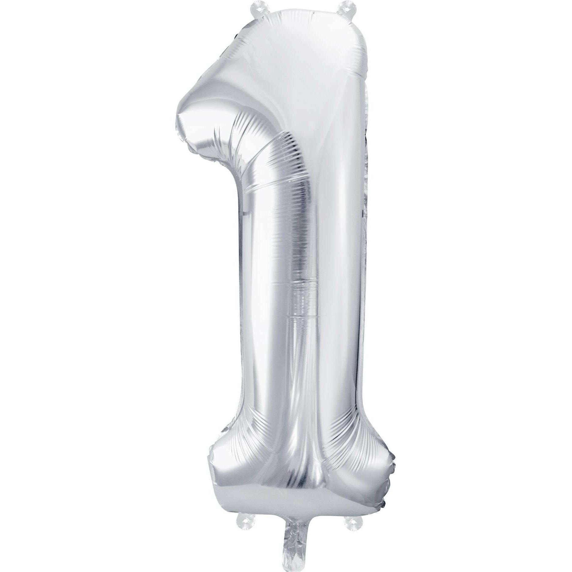 Partydeco Zahlenballon 1 Alu Silber 86cm