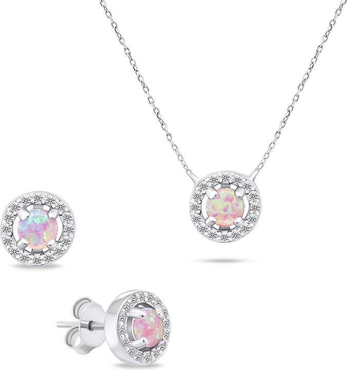 Immagine prodotto Brilio Charming Silver Opal Jewelry Set SET225WP (Earrings, Necklace)