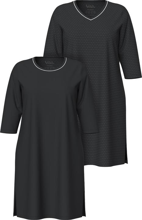 Image du produit Ulla Popken Lot de 2 T-shirts de nuit à manches 3/4, col en V/col rond (42, 44)