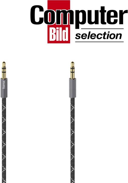 Image du produit Hama Câble audio, jack 3,5 mm st. - st., stéréo, métal, plaqué or, 0,75 m (0.75 m)
