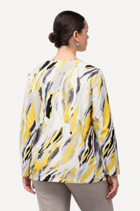 Actual product image Ulla Popken Studded Marble Print Long Sleeve Tee (46, 48)