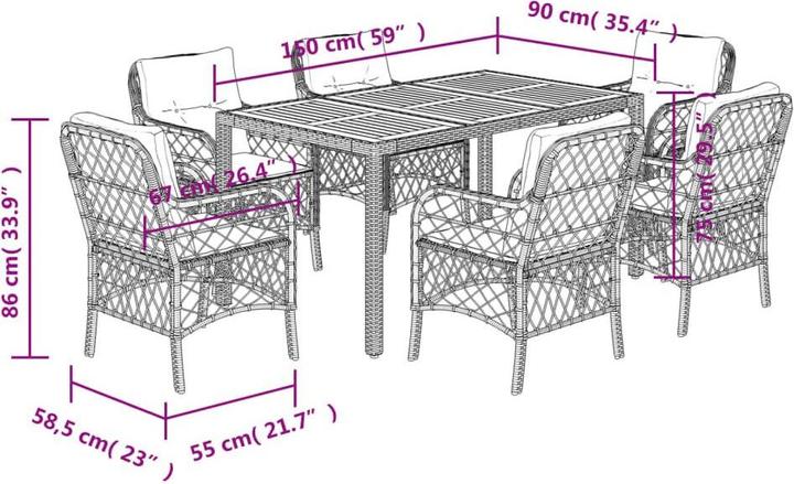 Actual product image vidaXL Garten Essgruppe (150 x 90 x 75 cm)
