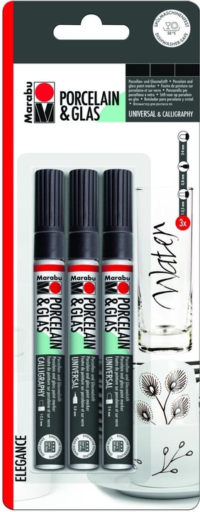 Produktbild Marabu Porzellan- und Glasmalstift (Schwarz, 3 x)