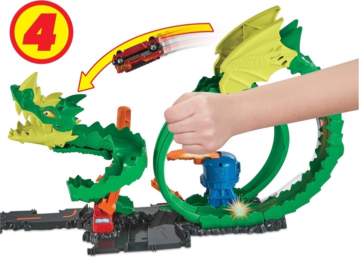 Produktbild Hot Wheels City Drachen-Angriff Looping Set, Zubehör inkl. 1 Spielzeugauto