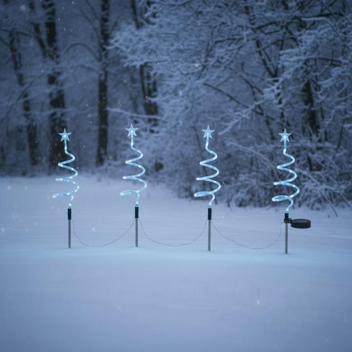 Actual product image Hermex 4er-Set LED Solar-Spiralbaum Lichterkette Weihnachtsdeko Solarleuchte (1.50 m)