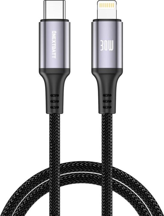 Nextbatt USB-C to Lightning Cable 30W, 3A, 2m - Black (2 m, 30 W)