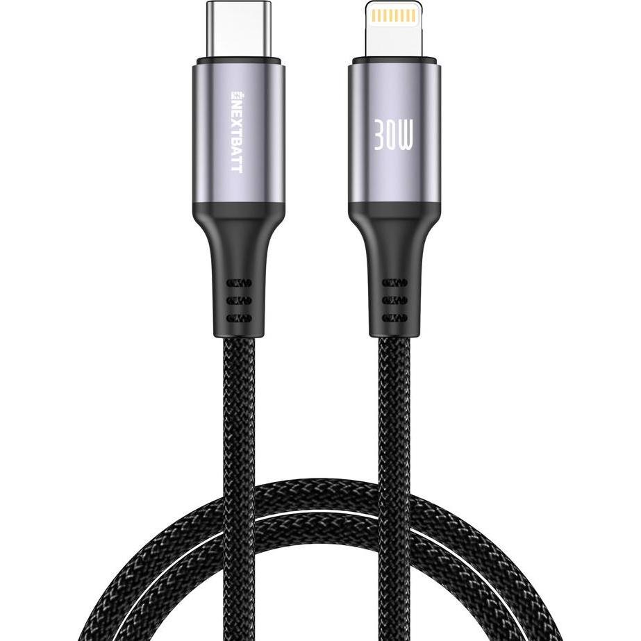 Nextbatt USB-C to Lightning Cable 30W, 3A, 2m - Black (2 m, 30 W), Cavo USB
