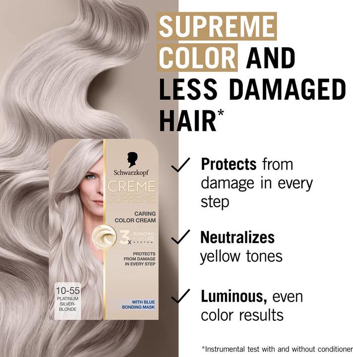 Image du produit Schwarzkopf Creme Supreme Permanent Hair Dye Color 1055 Cool Silverblond 60 Ml (Cool Silverblond)