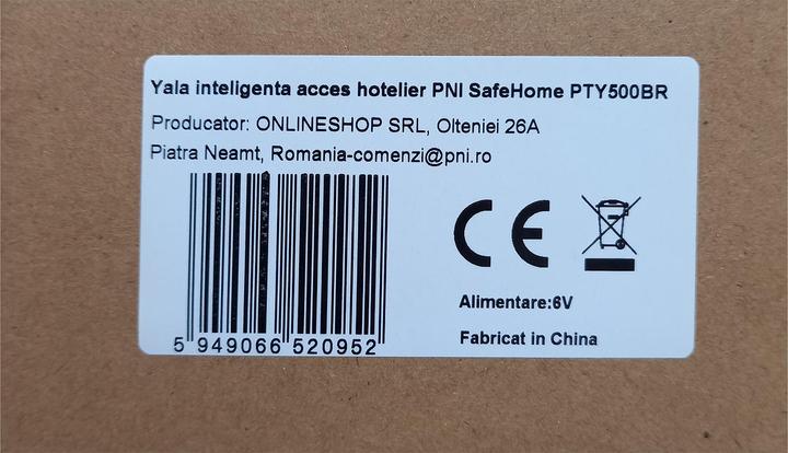 Actual product image PNI Yala Smart Hotel Access SafeHome PTY500BR WiFi, right, access with fingerprint, code, card (Fingerprint, Key, Key card)