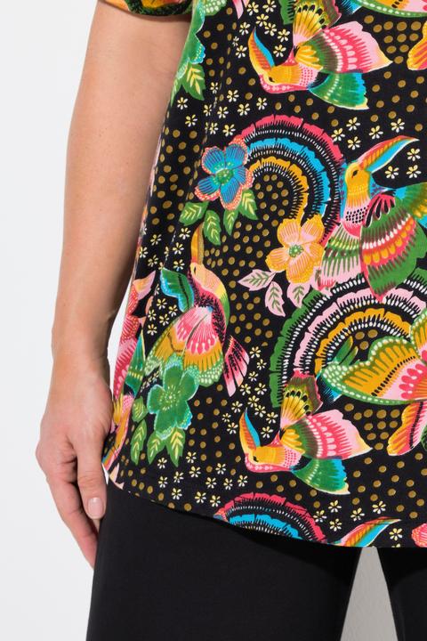 Produktbild Ulla Popken Longshirt, Blüten, A-Linie, V-Ausschnitt, Halbarm (68)