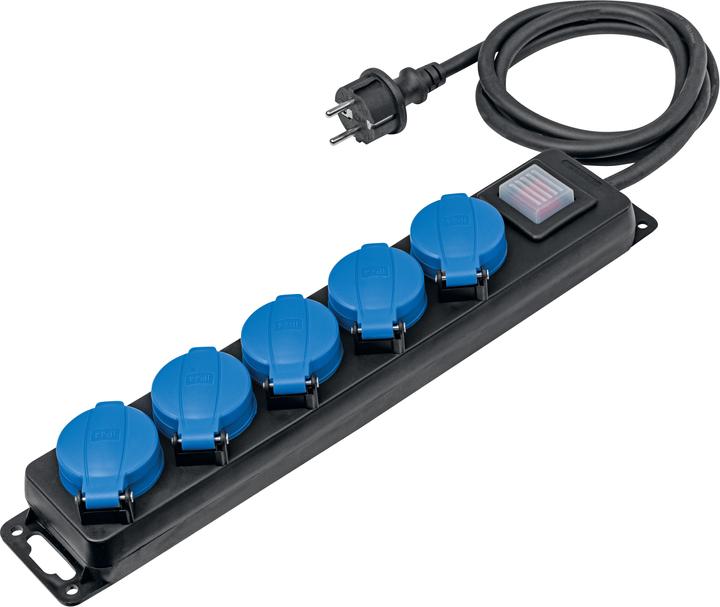 Actual product image As - Schwabe 5 outlet power strip 1.5m IP44 (5x, CEE 7/3, 1.50 m)