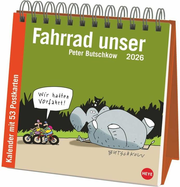 Produktbild Peter Butschkow: Fahrrad unser Premium-Postkartenkalender 2026 (165 x 177 mm)