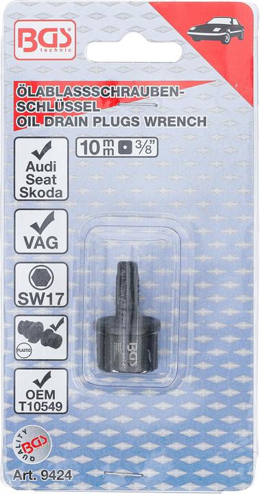 Actual product image BGS Oil Drain Plug Special Profile Bit Socket 10 mm (3/8") Drive for VAG