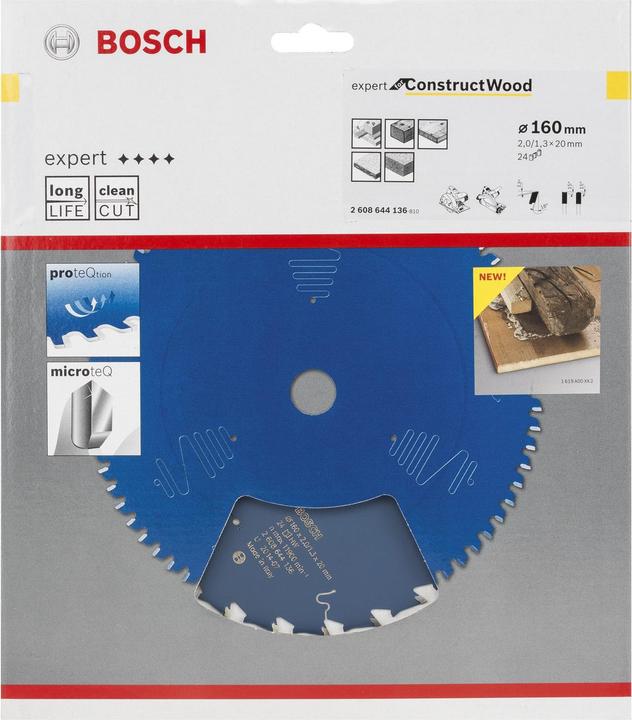 Produktbild Bosch Professional Zubehör Kreissägeblatt Expert for Construct Wood, 160 x 20 x 2,0 mm, 24