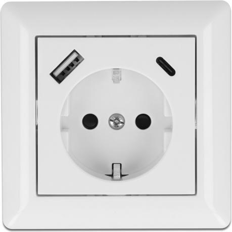 Produktbild Delock Einbausteckdose mit 2 USB Ladeports 3,4 A, 1 x USB Typ-A