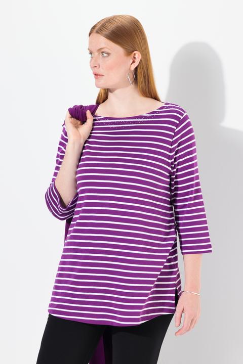 Produktbild Ulla Popken Ringelshirt, Pima Cotton, U-Boot-Ausschnitt, 3/4-Arm (42, 44)