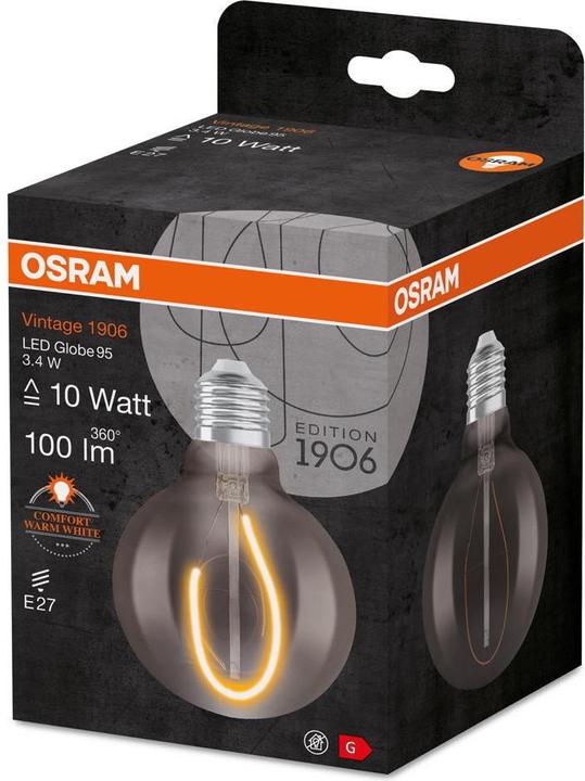 Actual product image Osram Vintage 1906 LED 10 3.4 W/1800 K E27 (E27, 3.40 W, 100 lm, 1 x, G)