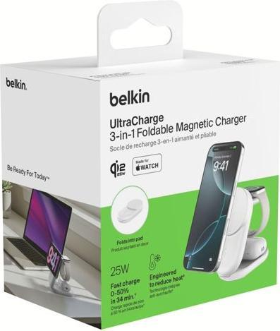 Produktbild Belkin UltraCharge 25 Watt Qi2 Magnetic 3-in-1 Ladestation (25 W)