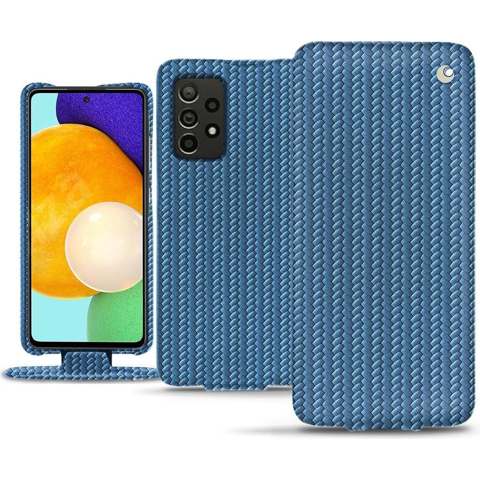 Noreve Lederschutzhülle vertikal (Samsung Galaxy A52), Smartphone Hülle, Blau