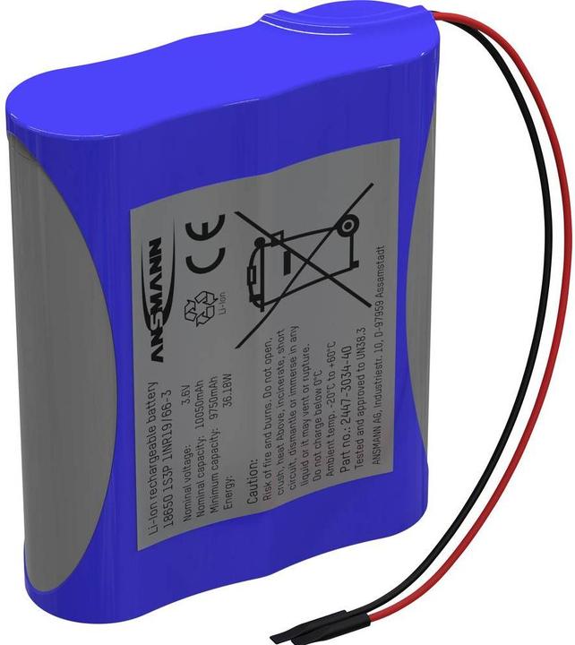 Actual product image Ansmann 1S3P battery pack 3x 18650 cable Li-Ion 3.6 V 10050 mAh (1 pcs., 18650, 10050 mAh)