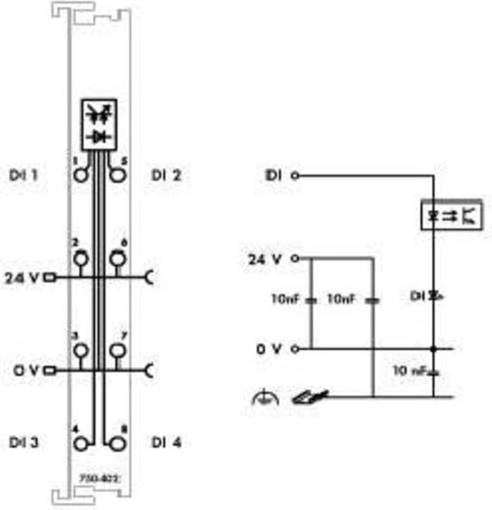 Image du produit Wago Entrée numérique 4 canaux DC 24V - 3.0 M