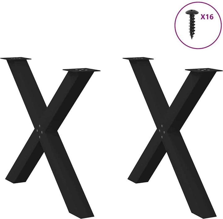Produktbild VidaXL Esstischbeine X-Form 2 Stk. Schwarz 90x(72-73) cm Stahl Tischbein